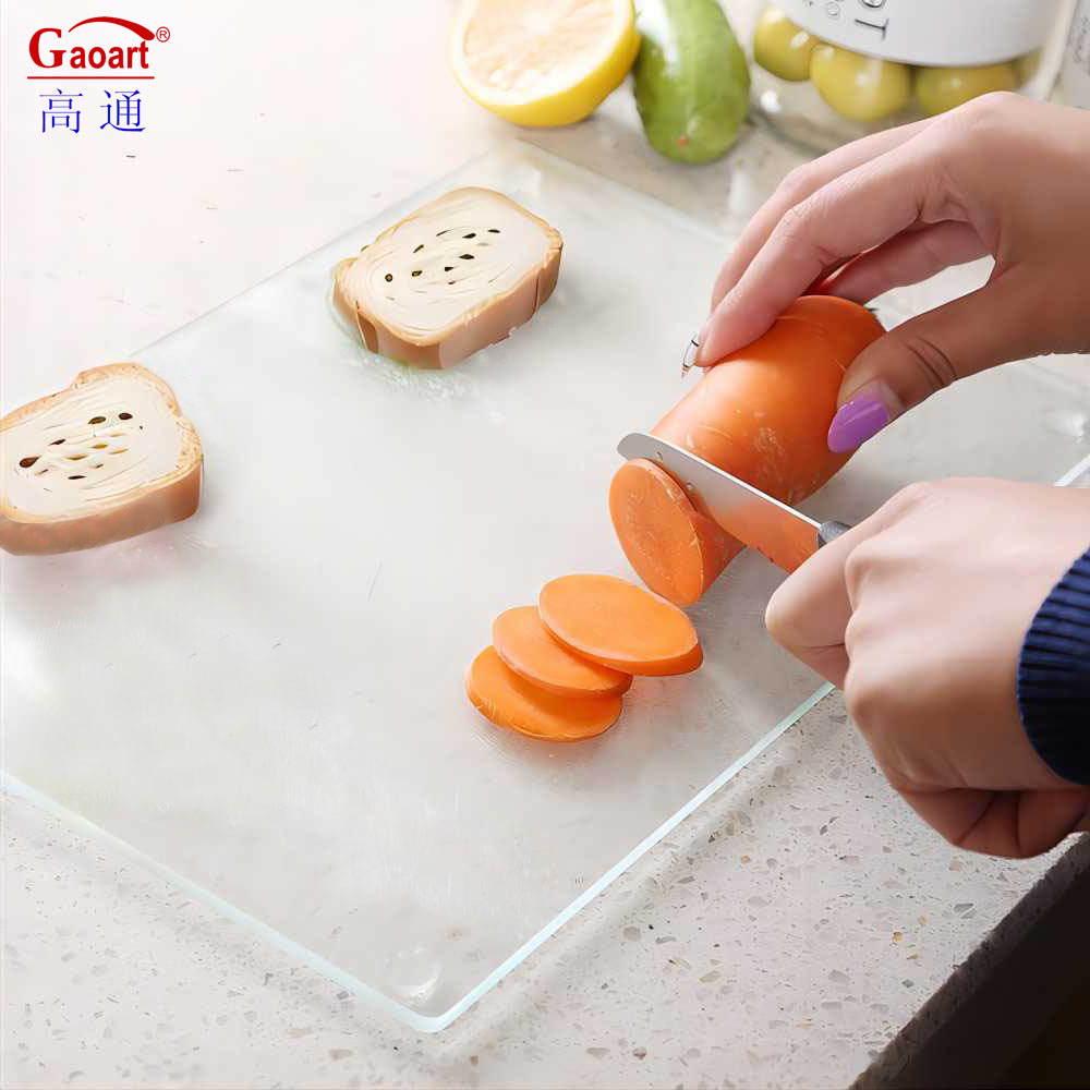Toughened Glass Top Kitchen Cutting Board Rectangle Shape 4mm Thick 500 Pcs No Design