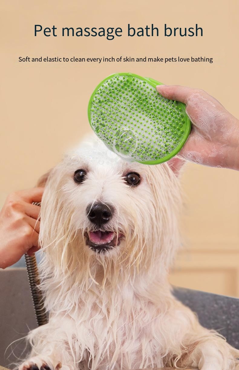 Pet TPR Bath Brush Dog Wet And Dry Bath Massage Brush Cat Cleaning Shampoo Glove
