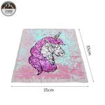 Colorful Purple Unicorn Reverse Sequin Patch 35*35CM Size Merrowed Border