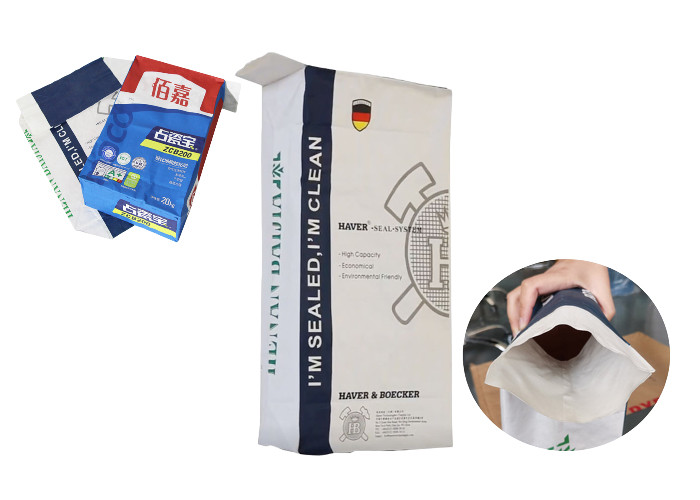 Waterproof 20kg 50kg Kraft Paper Valve Bag Packaging For Cement