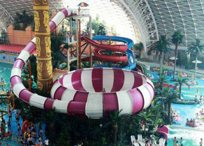 Mix Color Fiberglass Water Slide For Swimming Pool Custom Made