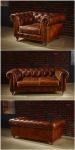 Office Furniture Soft Leather Sofa Brown Top Genuine Material For Hotel / Home