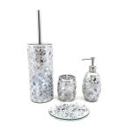 Mosaic Effect Glass Bathroom Accessories Set With Stainless Steel Parts