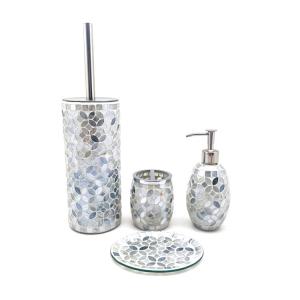 Wholesale Mosaic Effect Glass Bathroom Accessories Set With Stainless Steel Parts from china suppliers