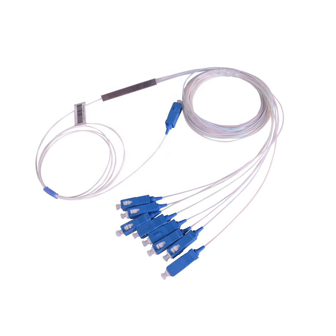 SC UPC Blue Fiber 8 Way Fiber Splitter , 1x8 Plc Splitter With Blister