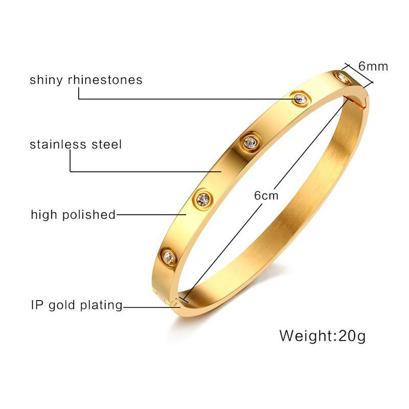 Rhinestone Bangle With Ring Attached Gold 0.02kg Weight 0.6cm Width