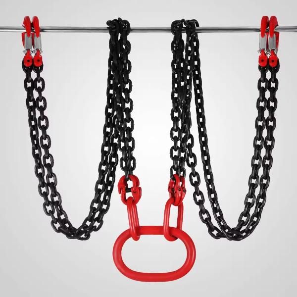 8T1.5M-4 Chains G80 Hook 4 Legs 10Mm Lashing Link Welded Chain Slings for Heavy Loads