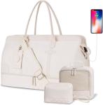 Large Size Beige Weekender Overnight Bag Hospital Travel Carry On Tote