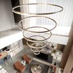 Six Rings Gold Acrylic Chandelier Led Chandelier Modern Living Room Staircase