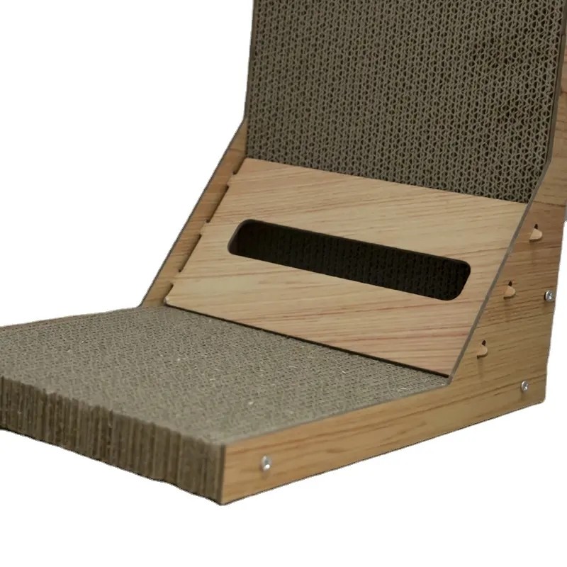 Vertical Corrugated Paper Cat Scratcher L Shaped Cat Wall Scratch Board Non Shedding