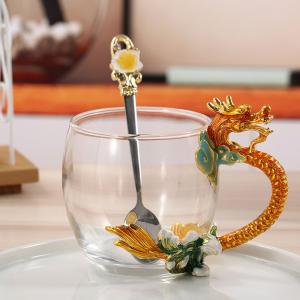 Wholesale Dragon 9cm Height Custom Tea Cup With Spoon As Promotional Gifts from china suppliers