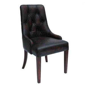 Wholesale Upholstered Brazil Cow Leather Button Back Dining Chairs H98cm from china suppliers