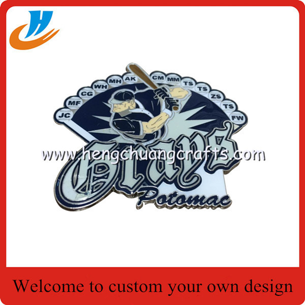 Custom simple designs and colors baseball badges/soft enamel baseball pins