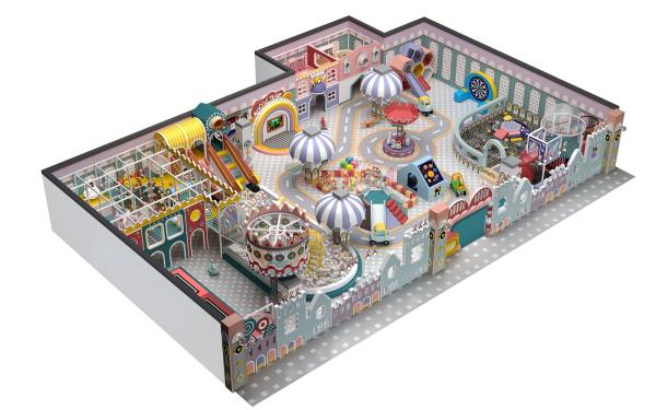 450 Squares Indoor Playground Equipment Colorful Mall Play Equipment Multi
