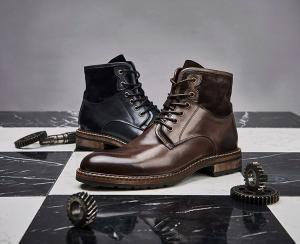Wholesale Comfortable Mens Leather Dress Boots Soft Coffee And Blue Vintage Shoes from china suppliers