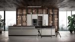 Customized Stylish Kitchen Cabinet Modern Glass Winecase With Bar Table