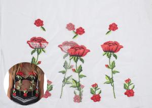 Wholesale Polyester Embroideried Mesh Rose Lace Fabric , Floral Lace Netting Fabric OEM Service from china suppliers