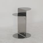 Living Room Round Small Stainless Steel End Table With Bright Gold Shiny Black