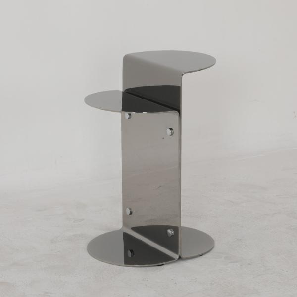 Living Room Round Small Stainless Steel End Table With Bright Gold Shiny Black