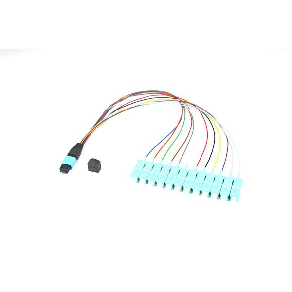 Multimode OM4 MPO To SC Fan Out Fiber Optic Cable 0.9mm mtp fanout