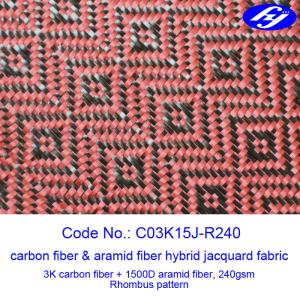 Wholesale Jacquard Woven Carbon Aramid Fabric / Red Carbon Fiber Cloth With Rhombus Pattern from china suppliers