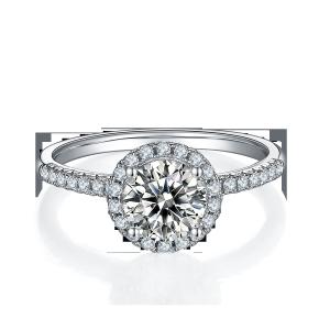 Wholesale 925 Sterling Silver Jewelry Moissanite Engagement Rings Round Shaped Dainty Band Ring from china suppliers