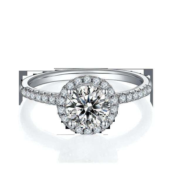 925 Sterling Silver Jewelry Diamond Moissanite Engagement Rings Round Shaped