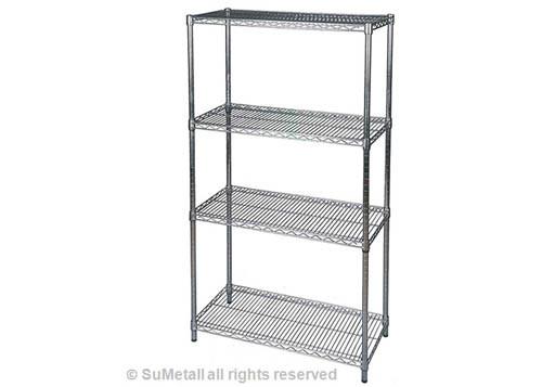4 Levels Metal Chrome Wire Shelving , Household Wire Storage Shelving 36" X 18"