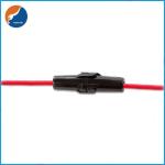 Black Housing 5x20mm Glass Tubing In-Line Fuse Holders With Red Wire 18AWG 15CM