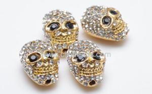 Wholesale Crystal Pave Golden Plated Alloy Skull Beads Jewelry Beads Findings AL13747 from china suppliers