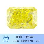 Excellent Cut Radiant Shaped Yellow Lab Grown Diamonds 3ct+ VS IGI Certified