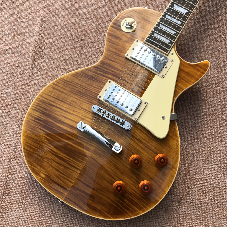 New standard LP 1959 R9 electric guitar, Flame Maple Top, frets cream binding, a piece of neck & body, Tune-o-Matic brid