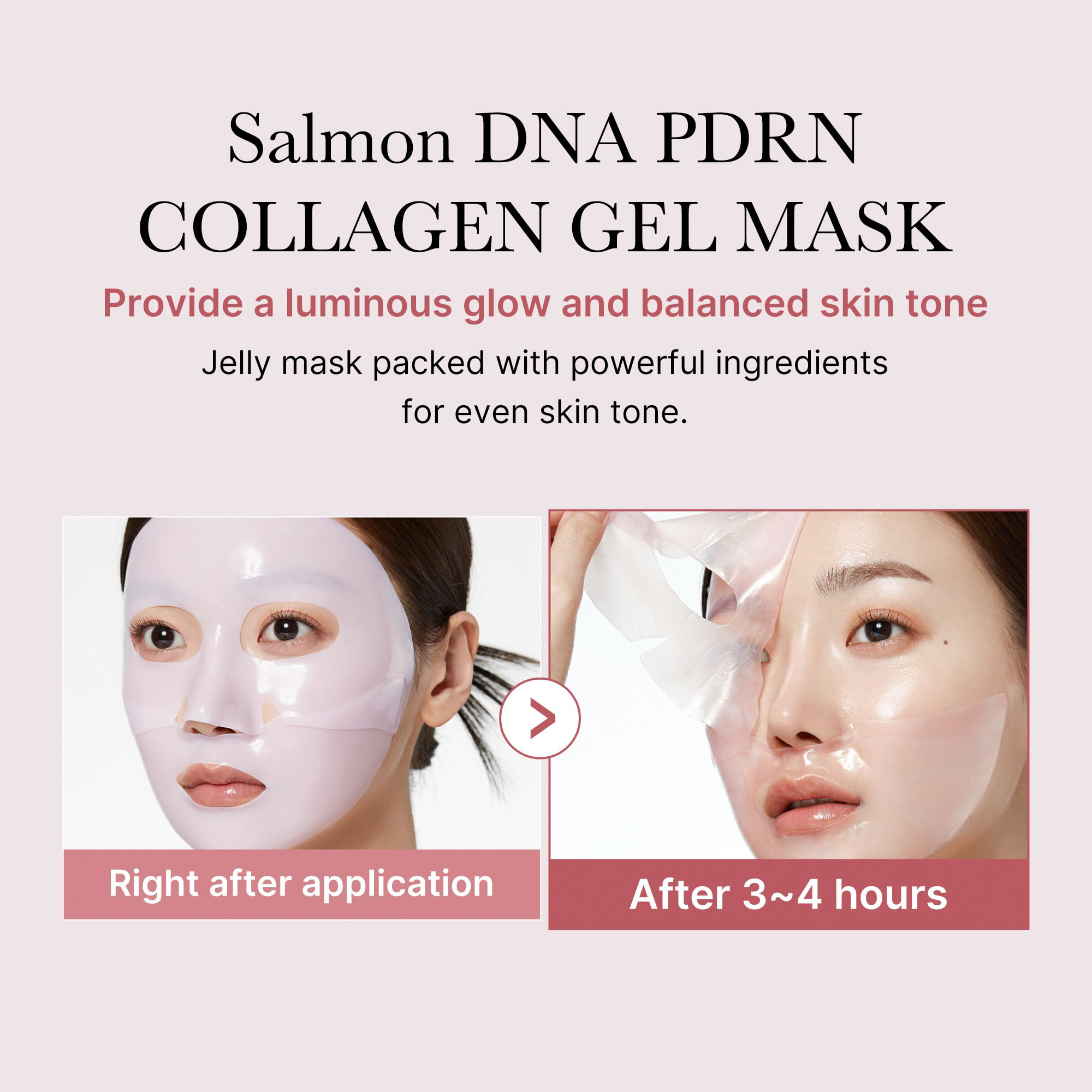 OEM LOGO Hydrating Breathable Moisturizing Glass Glow Skin Sheet Salmon Dna Collagen Gel Segmented Face Mask