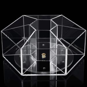 Wholesale Hexagon Acrylic Pen Cup 360 Degree Rotating Acrylic Organizer 7 Compartments from china suppliers