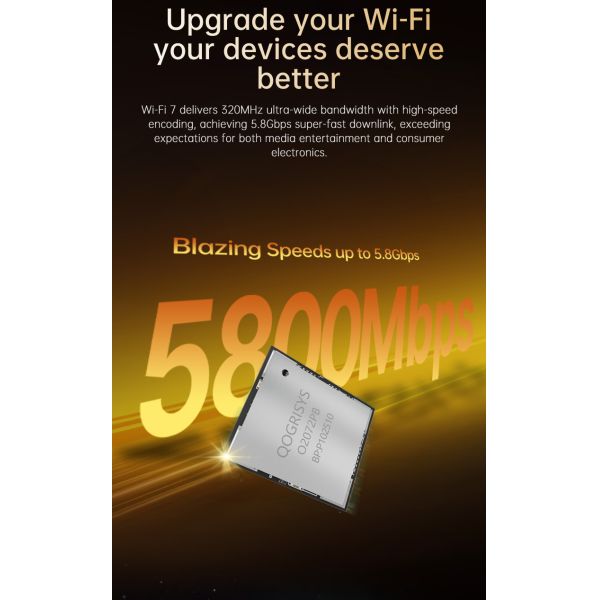 QOGRISYS WIFI7 Moudle Based on Qcalcomm Chip QCC2072 5.8Gbps High Speed WIFI 7 Module