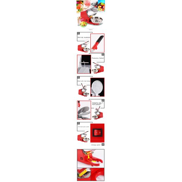Insulated Handle Shaved Ice Machine Semi Automatic Electric Ice Shaver
