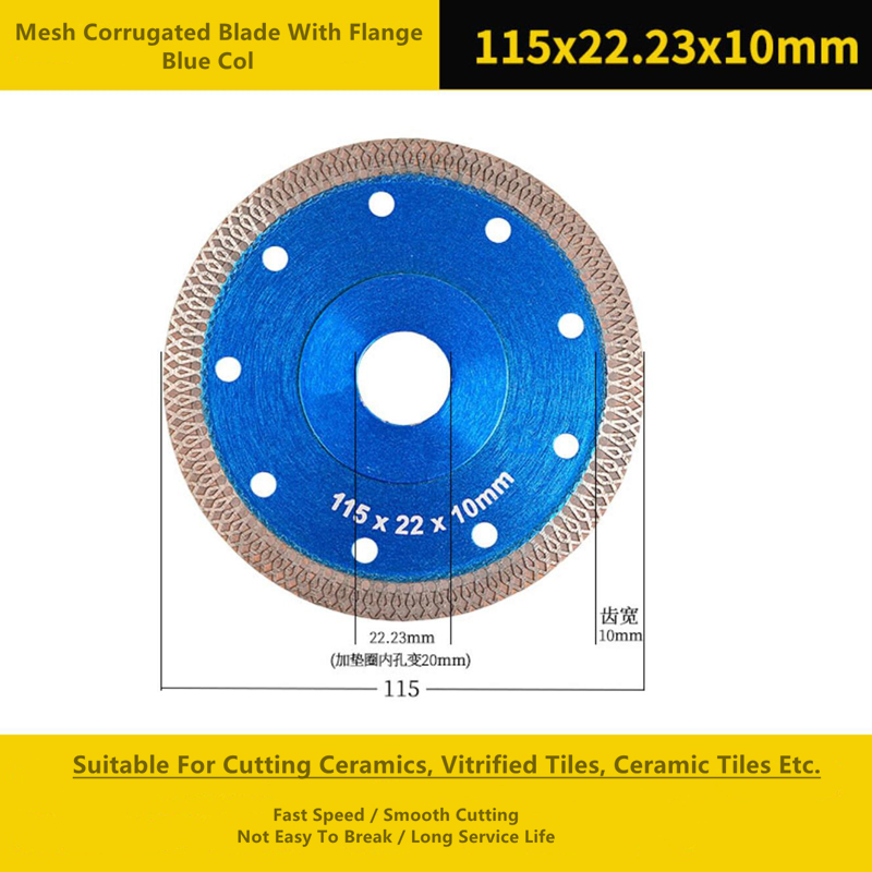 Ceramics 115mm Diamond Cutting Disc , 1.6mm Wet Dry Diamond Blade
