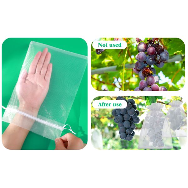 Garden Fruit Protection with Drawstring Reusable Netting Mesh Bags Fruit Netting Bags Fruit Trees Fruit Cover Mesh Bag With Drawstring, Netting