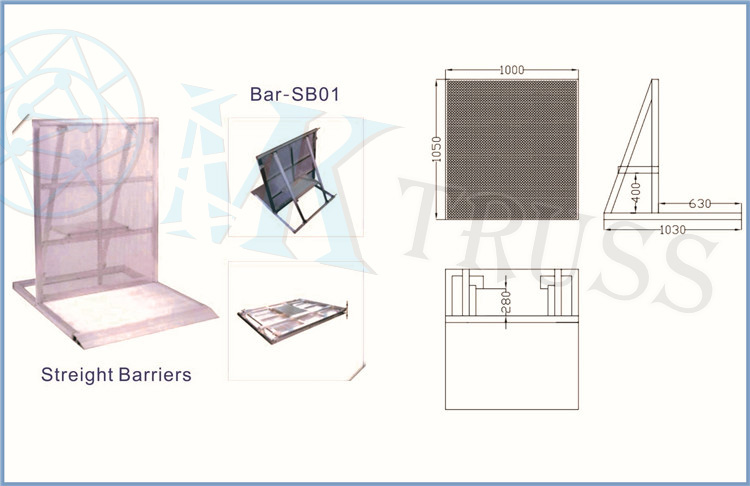6061-T6 Aluminum Concert Stage Barrier 1.27m*1.0m*1.2m Unit Size