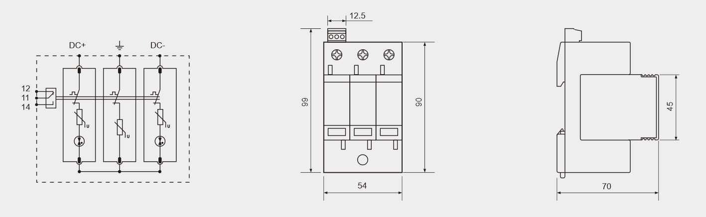 Solar PV Surge Arrester Protection Device With Gas - Discharge Tube 1000V DC