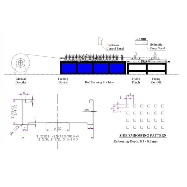 15 M / Min 7.5Kw Metal Stud Roll Forming Machine Customized Color Steel Sheet