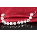 Fashion Platinum Plated Links Chain Heart Shape Clear Cubic Zirconia Tennis