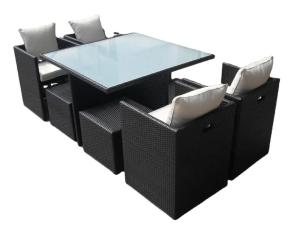 China Wicker resin plastic luxury dining table set rattan cube garden furniture dining table 6 seater---8298 on sale