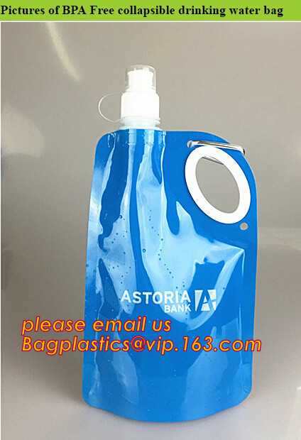 Environmental Cartoon Foldable Water Bottle Bag,BPA Free Plastic Custom Logo Printed Bottle Foldable Drinking Collapsibl