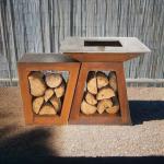 Outdoor BBQ Corten Steel Barbecue Grill 1200mm Cooking Plate And Wood/charcoal