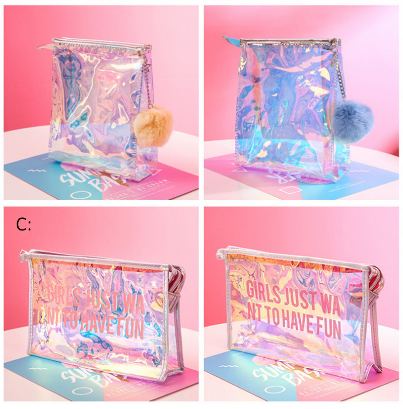 Leak Proof Lady Laser Clear PVC Cosmetic Bag Custom Logo