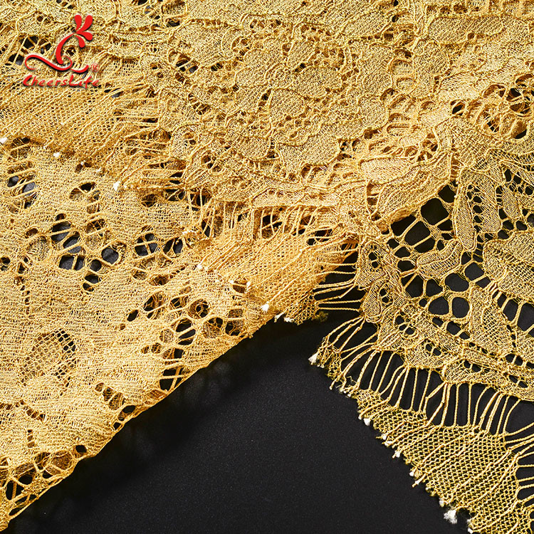 2019 African Hot Sale Fancy Gold Embroidered Lace Fabric For Fancy Saree Garment