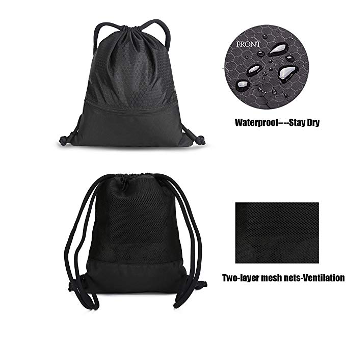 Promotional Mesh Drawstring Bags Bulk , Nylon Drawstring Sports Bags Sturdy With Zipper