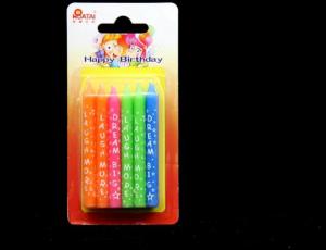Wholesale 12pcs 4 Colors Beautiful Birthday Candles With White Letter Printed For Kids Party from china suppliers