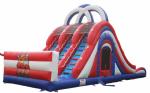 Indoor / Outdoor Fun And Play America 3 Lane Water Slide Bounce House Combo With